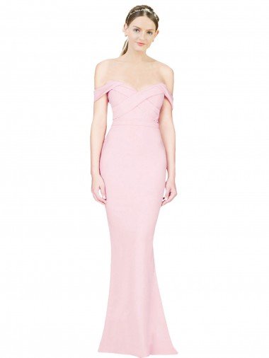 Affordable Full Length Off the Shoulder Bridesmaid Dress / Prom Dress with Twist Front