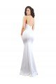 Affordable Fishtail Shape Spaghetti Straps Open Back Formal Crepe Bridesmaid Dress / Prom Dress with Ruffles