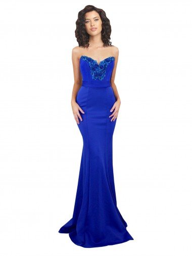 Affordable Sweetheart Flower Neckline High Neck Formal Crepe Bridesmaid Dress / Prom Dress