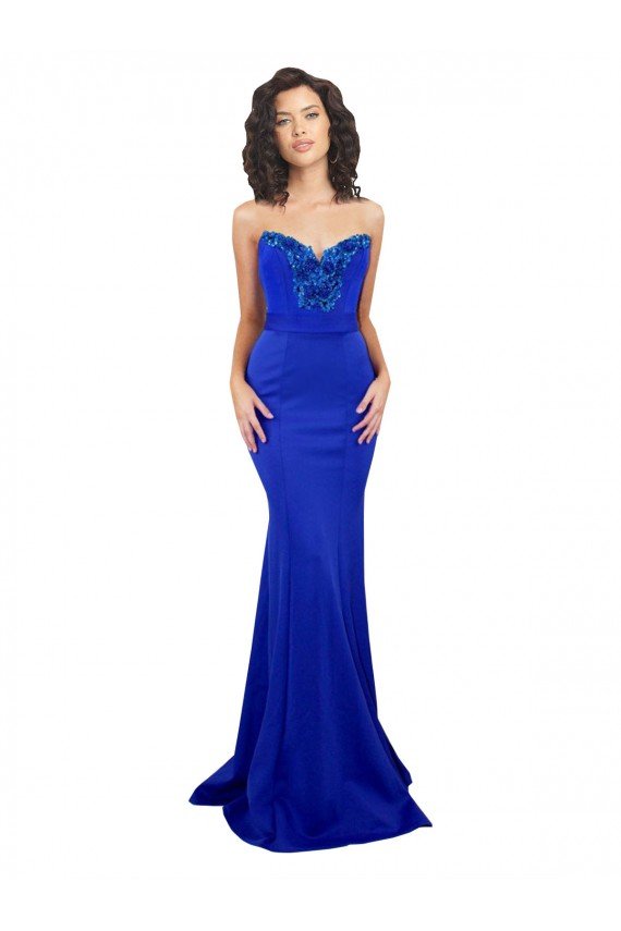Affordable Sweetheart Flower Neckline High Neck Formal Crepe Bridesmaid Dress / Prom Dress
