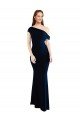Affordable Draped Off the Shoulder Fitted Formal Crepe Bridesmaid Dress / Prom Dress