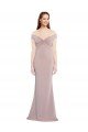 Affordable Knotted Off the Shoulder Formal Crepe Bridesmaid Dress / Prom Dress with Cut-Out Back