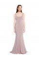 Affordable Sleeveless Scoop Neck Fully Lined Formal Crepe Bridesmaid Dress / Prom Dress