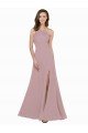 Affordable High Neck Crepe Bridesmaid Dress / Prom Dress with Pleats and Keyhole Back