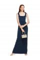 Affordable Scoop Neck with Ruffles Long Formal Crepe Bridesmaid Dress / Prom Dress with Back Slit