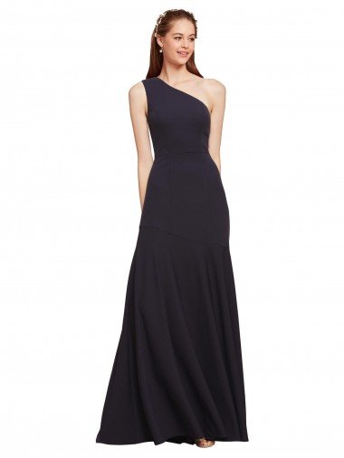 Affordable Fit and Flare Formal Crepe Bridesmaid Dress / Prom Dress with One Shoulder