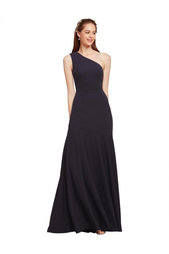Affordable Fit and Flare Formal Crepe Bridesmaid Dress / Prom Dress with One Shoulder