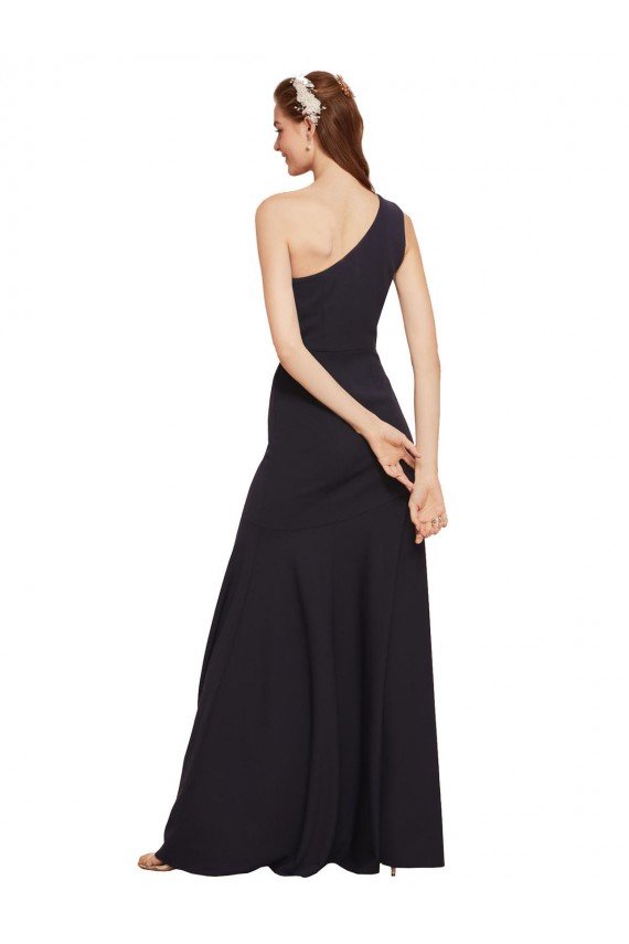 Affordable Fit and Flare Formal Crepe Bridesmaid Dress / Prom Dress with One Shoulder