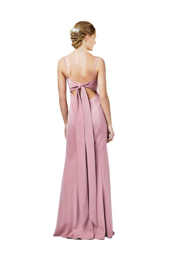 Affordable Fit and Flare Slim Formal Crepe Bridesmaid Dress / Prom Dress with Cutout Back