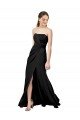 Affordable Strapless Fit and Flare Long Formal Crepe Bridesmaid Dress / Prom Dress with Knot and Slit