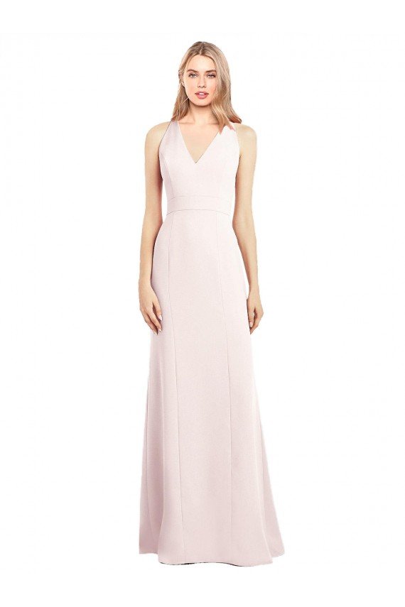 Affordable V-Neck Keyhole Back Crepe Trumpet Bridesmaid Dress / Prom Dress