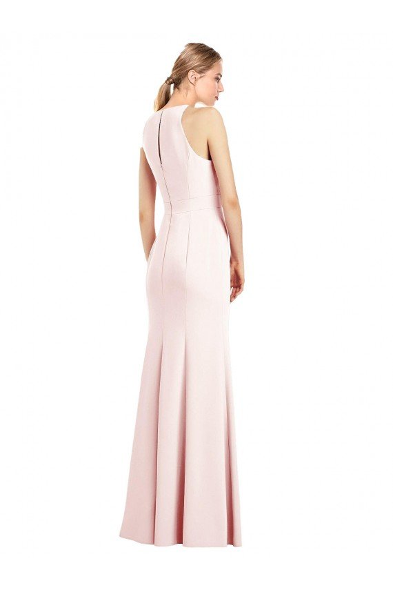 Affordable V-Neck Keyhole Back Crepe Trumpet Bridesmaid Dress / Prom Dress