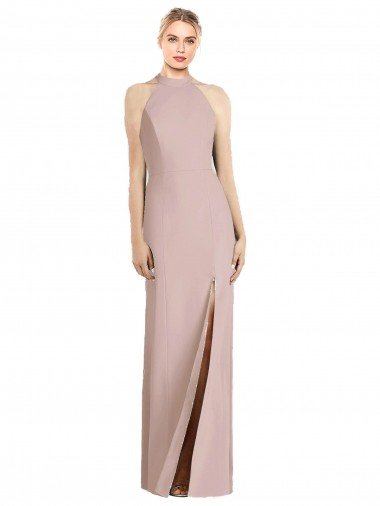 Affordable High Neck Cutout Halter Trumpet Bridesmaid Dress