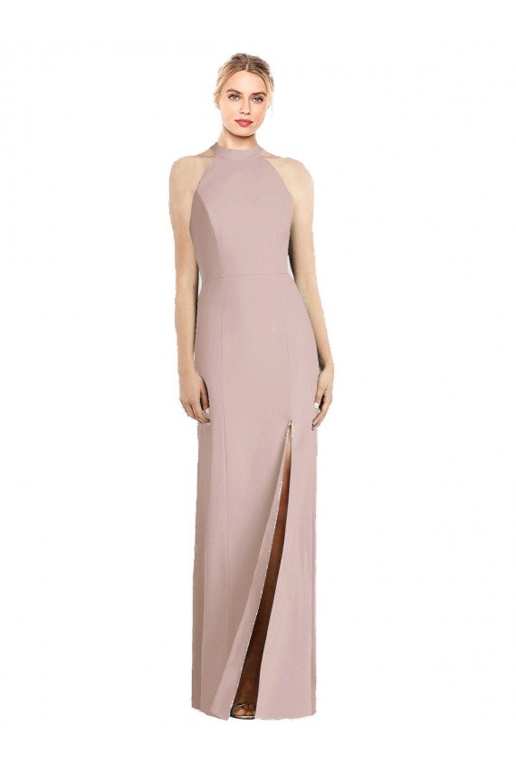 Affordable High Neck Cutout Halter Trumpet Bridesmaid Dress