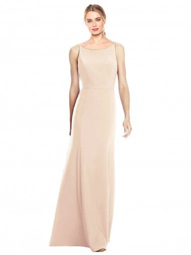 Affordable V-Spaghetti Strap Open Back Bateau Neck Trumpet Bridesmaid Dress / Prom Dress
