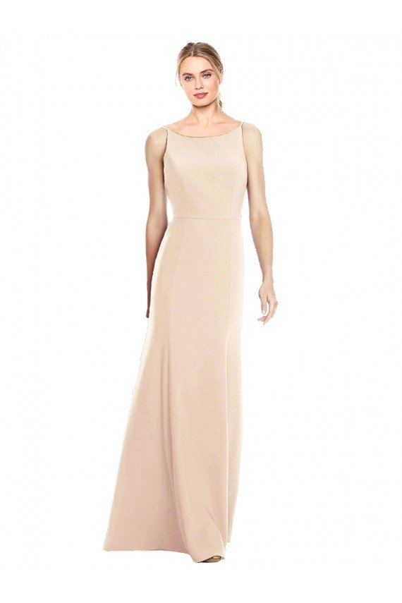 Affordable V-Spaghetti Strap Open Back Bateau Neck Trumpet Bridesmaid Dress / Prom Dress