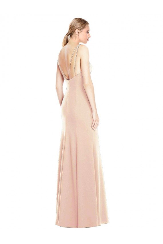 Affordable V-Spaghetti Strap Open Back Bateau Neck Trumpet Bridesmaid Dress / Prom Dress