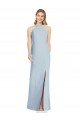 Affordable High Neck Backless Formal Crepe Trumpet Bridesmaid Dress