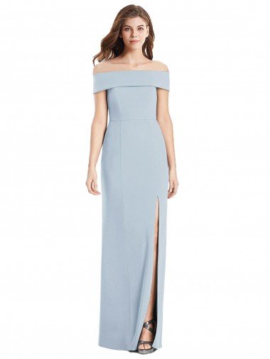 Affordable Cuffed Off the Shoulder Long Trumpet Bridesmaid Dress / Prom Dress