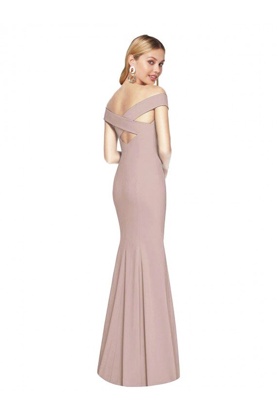 Affordable Off the Shoulder Criss Cross Back Trumpet Bridesmaid Dress / Prom Dress