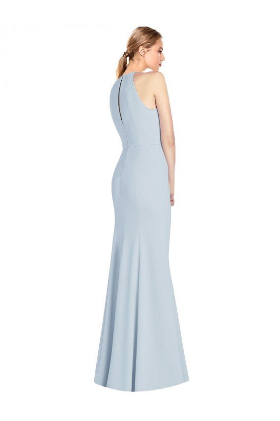 Affordable Full Length Sleeveless Halter Bridesmaid Dress / Prom Dress with Keyhole Back