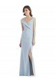 Affordable Romantic Off the Shoulder Long Maxi Bridesmaid Dress with Side Slit