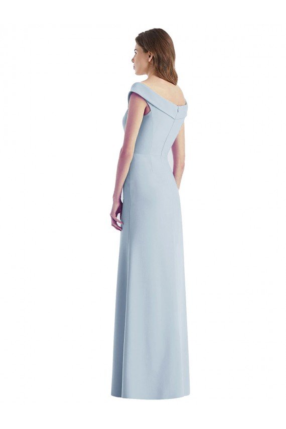 Affordable Romantic Off the Shoulder Long Maxi Bridesmaid Dress with Side Slit