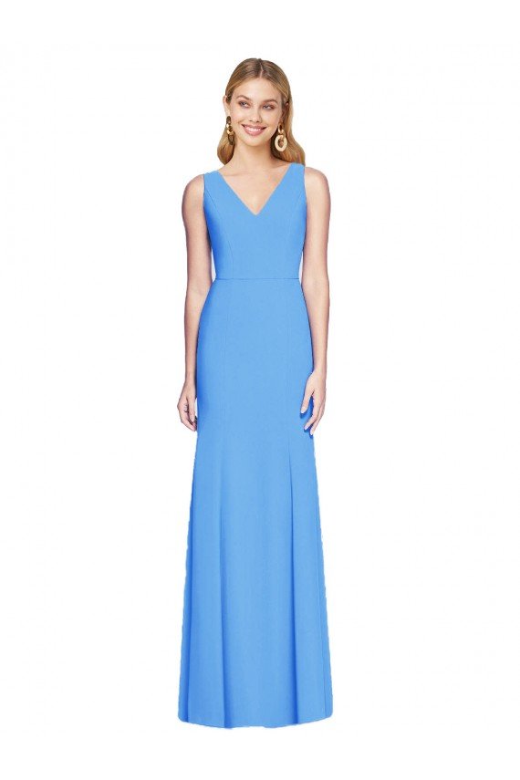 Affordable Flattering Trumpet Long Sleeveless Bridesmaid Dress / Prom Dress with Open Back