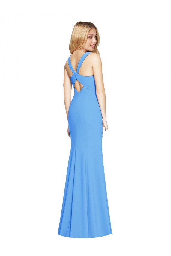 Affordable Flattering Trumpet Long Sleeveless Bridesmaid Dress / Prom Dress with Open Back