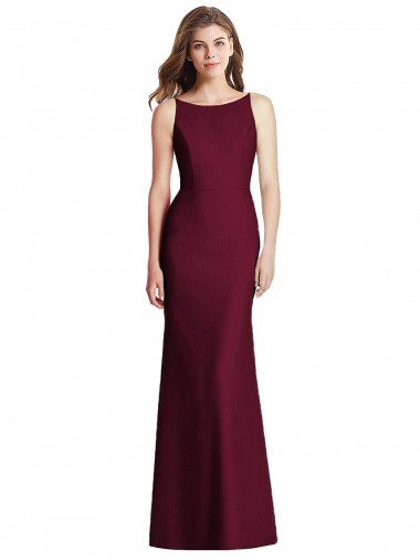 Affordable Open Cowl Back Bateau Neck Trumpet Bridesmaid Dress