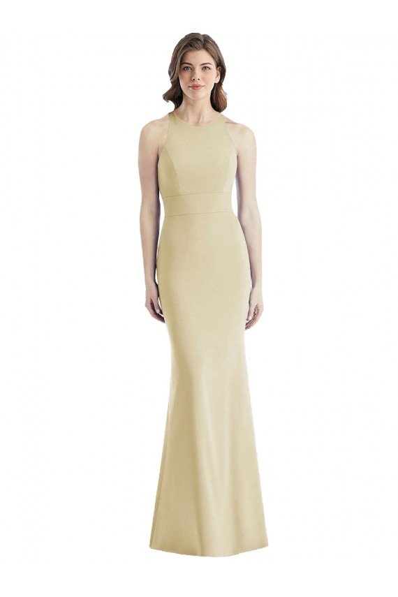 Affordable Criss Cross Twist Cutout Back Trumpet Bridesmaid Dress / Prom Dress
