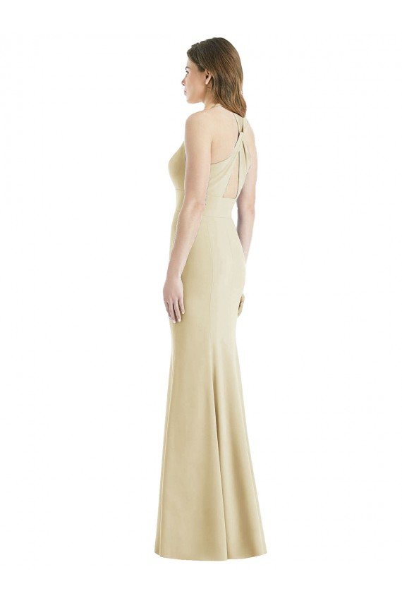 Affordable Criss Cross Twist Cutout Back Trumpet Bridesmaid Dress / Prom Dress