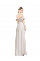 Affordable Double Ruffle Flounce Sleeves Formal Crepe Bridesmaid Dress / Prom Dress with Slit