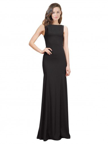 Affordable Sleeveless Bateau Neckline Crepe Bridesmaid Dress / Prom Dress with Twist Back