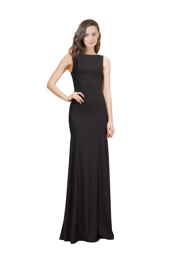 Affordable Sleeveless Bateau Neckline Crepe Bridesmaid Dress / Prom Dress with Twist Back