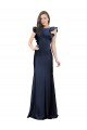 Affordable Sleeveless Crepe Bridesmaid Dress / Prom Dress with Cascading Ruffle and Keyhole Back