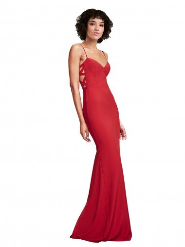 Affordable Spaghetti Strap Slip Neckline Formal Crepe Bridesmaid Dress / Prom Dress
