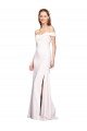 Affordable Criss Cross Off the Shoulder Formal Crepe Bridesmaid Dress / Prom Dress with Side Slit