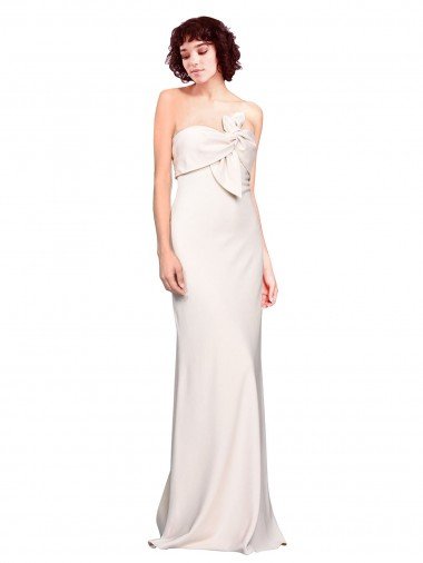Affordable Strapless Crepe Fitted Bridesmaid Dress / Prom Dress with Twist Bow