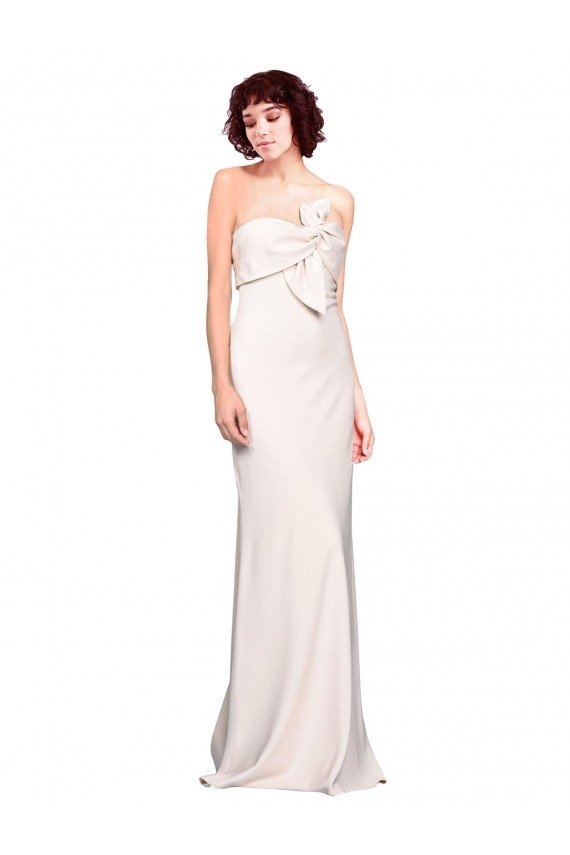Affordable Strapless Crepe Fitted Bridesmaid Dress / Prom Dress with Twist Bow