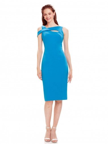 Affordable Sleeveless Formal Crepe Cocktail Dress / Homecoming Dress with Keyhole Off The Shoulder Detailing
