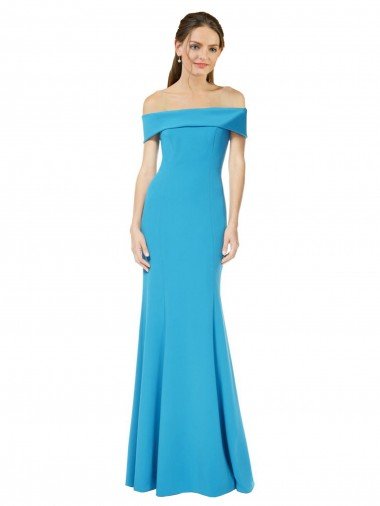Affordable Off the Shoulder Formal Crepe Bridesmaid Dress / Prom Dress with Fitted Silhouette
