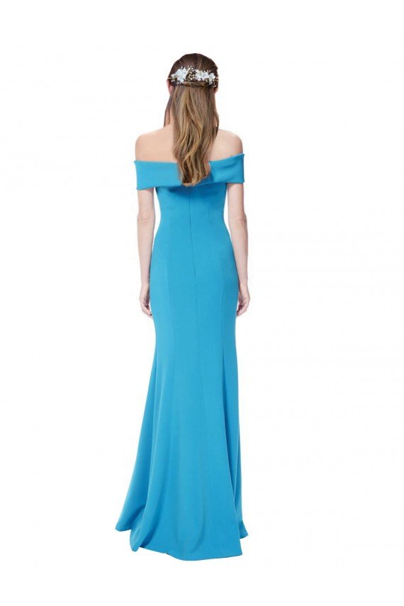 Affordable Off the Shoulder Formal Crepe Bridesmaid Dress / Prom Dress with Fitted Silhouette