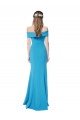 Affordable Off the Shoulder Formal Crepe Bridesmaid Dress / Prom Dress with Fitted Silhouette