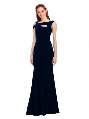Affordable Sleeveless Formal Crepe Mermaid Bridesmaid Dress / Prom Dress with Side Slit