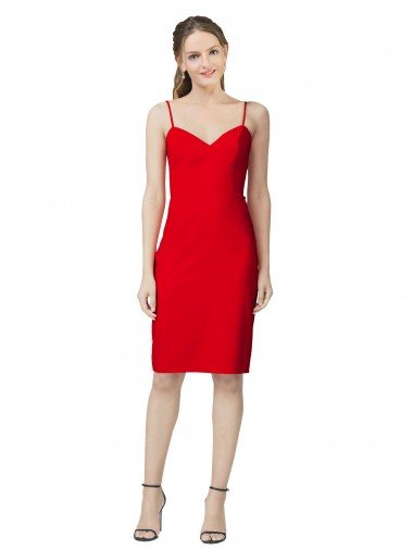 Affordable Sleeveless Sheath Sweetheart Neckline Formal Crepe Bridesmaid Dress / Prom Homecoming Dress
