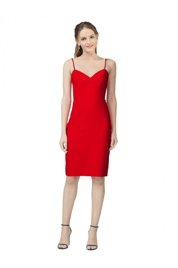 Affordable Sleeveless Sheath Sweetheart Neckline Formal Crepe Bridesmaid Dress / Prom Homecoming Dress