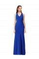 Affordable Halter V-Neck Long A-Line Formal Crepe Bridesmaid Dress / Prom Dress