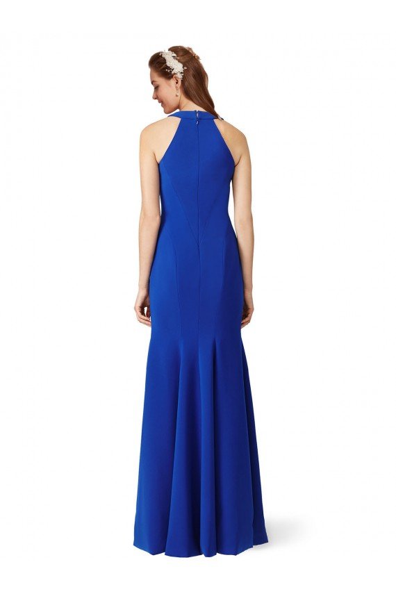 Affordable Halter V-Neck Long A-Line Formal Crepe Bridesmaid Dress / Prom Dress