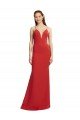 Affordable Mermaid Plunging V-Neck Formal Crepe Bridesmaid Dress / Prom Dress with Wide Open Back